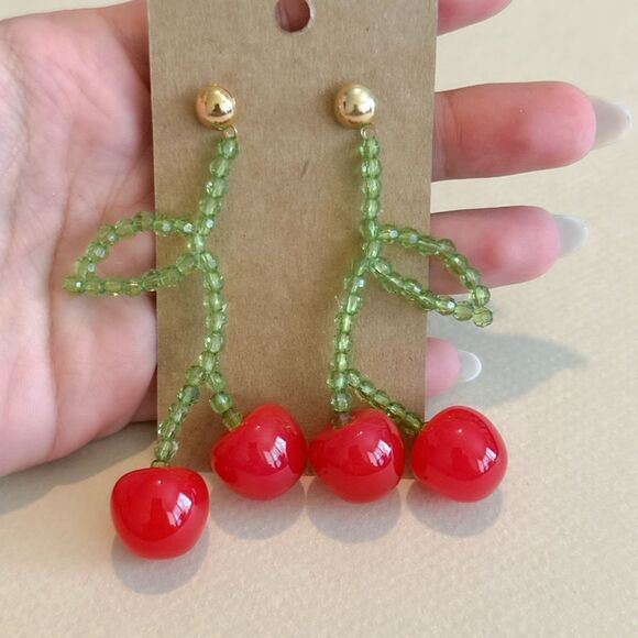 Cherry Drop Earrings N1479 - Picture 6 of 6